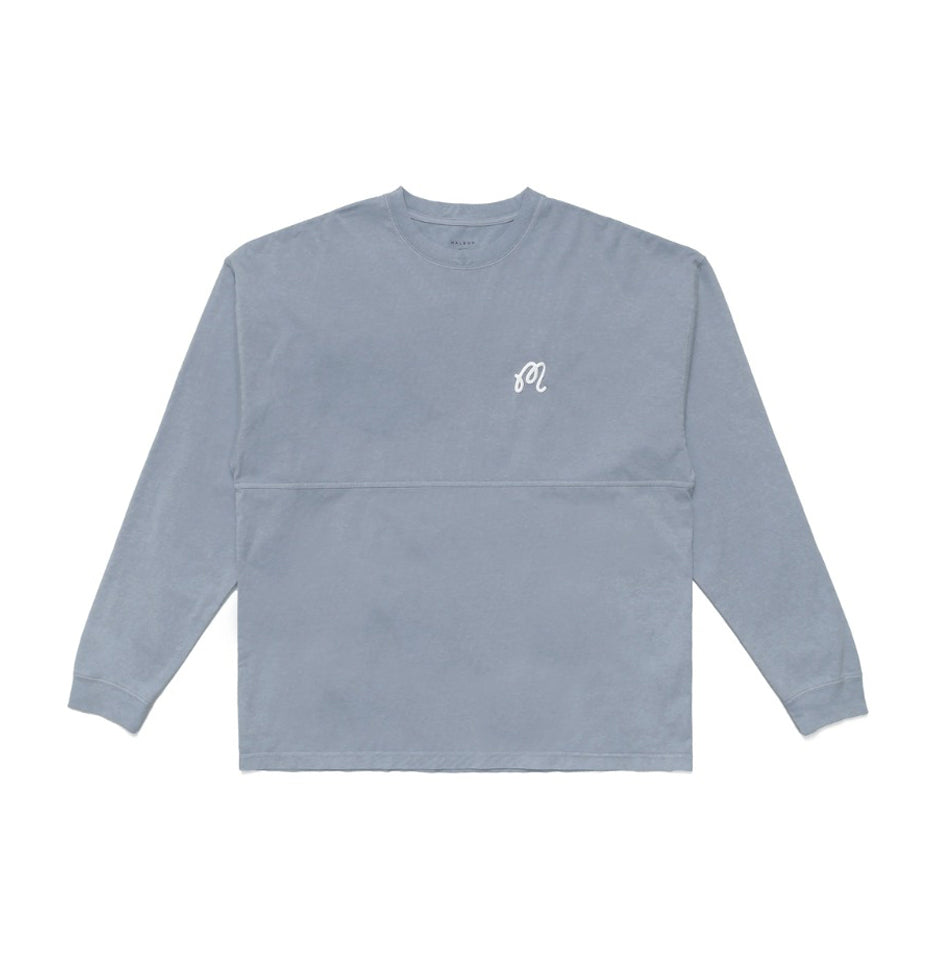 Malbon Souvenir Panelled LS tee | Slate Blue M-7999