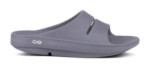 Oofos Ooahh Slide Sandal - Slate 1100SLATE slipperM4W6Edge on Street