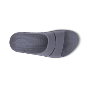 Oofos Ooahh Slide Sandal - Slate 1100SLATE slipperM4W6Edge on Street