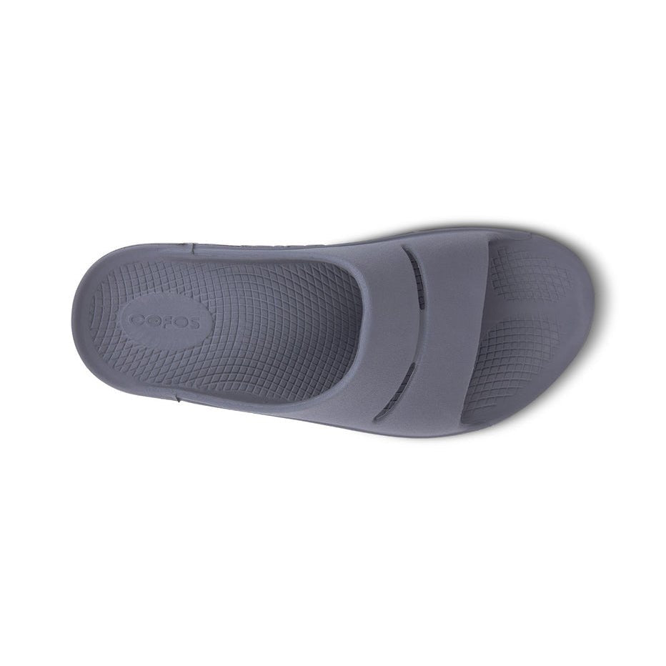 Oofos Ooahh Slide Sandal - Slate 1100SLATE slipperM4W6Edge on Street