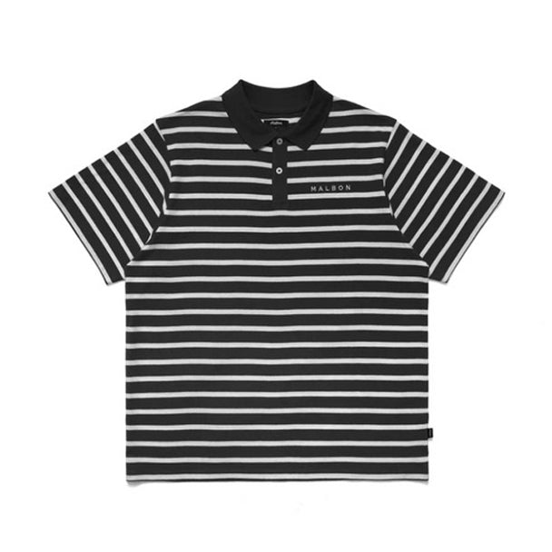 Malbon Mantis Striped Polo |  Black M-7972