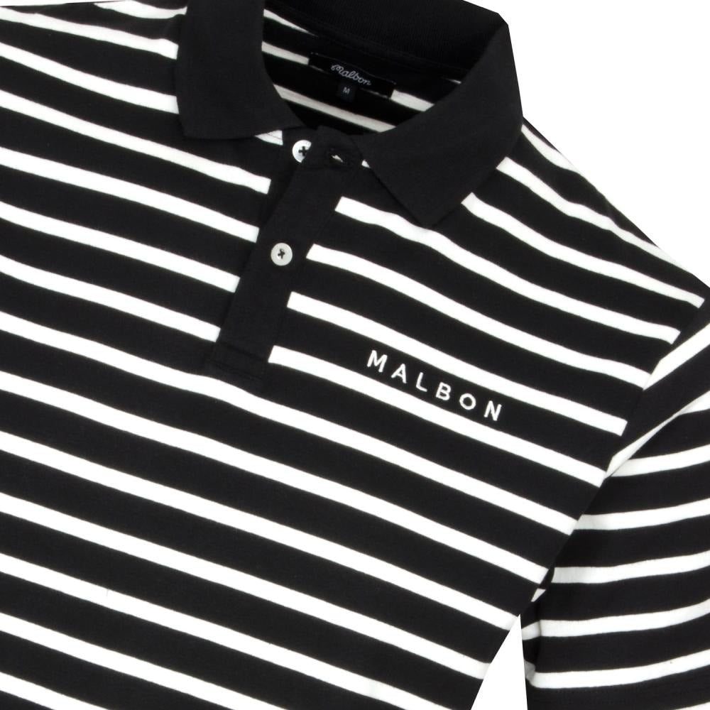 Malbon Mantis Striped Polo |  Black M-7972