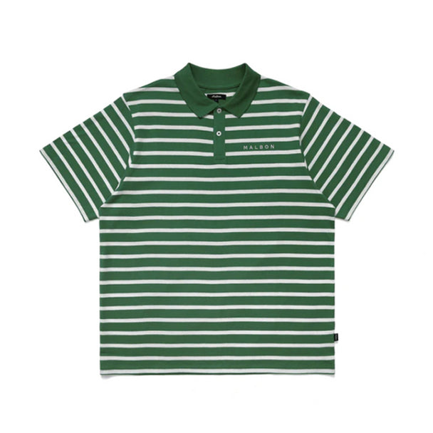 Malbon Mantis Striped Polo |  Dark Green M-7972