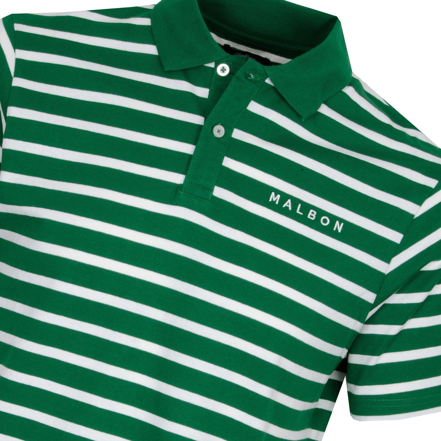 Malbon Mantis Striped Polo |  Dark Green M-7972